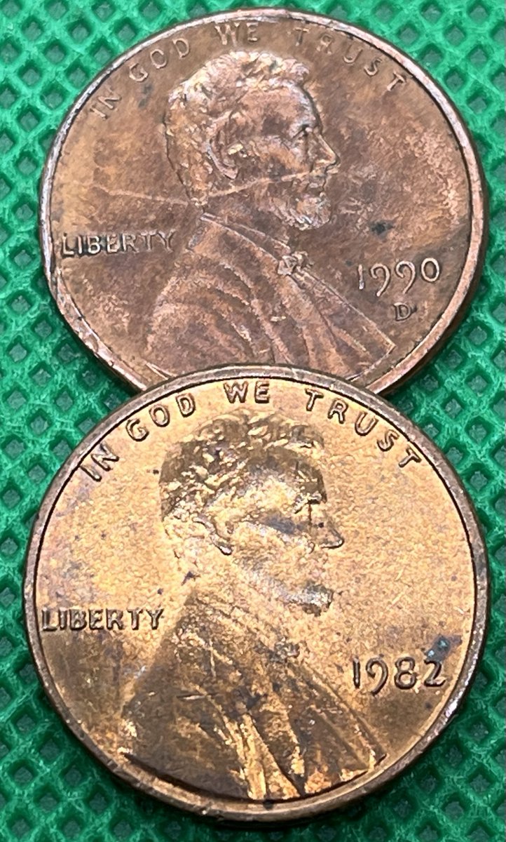 1990D with a dent exactly matching the rim of another penny. I guess it could have been a mint error. More likely, the other penny was laying on top of it in a street or parking lot and they were just run over together.