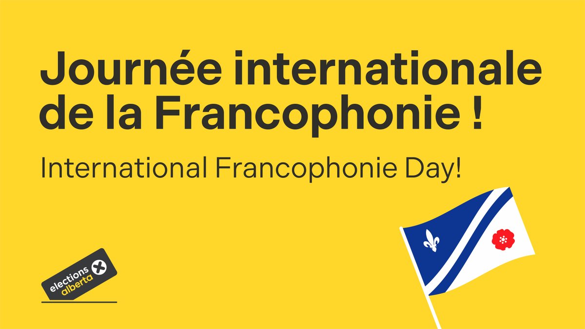 Happy International Day of La Francophonie! 🌟 To honour French culture and language, Elections Alberta has translated materials to ensure Alberta’s democratic process is available in both English and French. Visit bit.ly/43sqobd to learn more. #FRAB