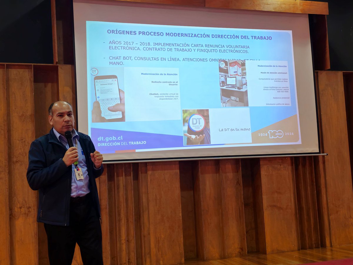 drtloslagos's tweet photo. 📢 En #Osorno se realizó actividad conjunta con @ISLLosLagos en donde  Jefe de #IPTOsorno expone sobre modernización en la DT. La difusión estuvo orientada a empleadores adheridos a ISL como organismo administrador y contó con la presencia del DR @c_salas y @MintrabLosLagos https://t.co/EAuGOSjq86