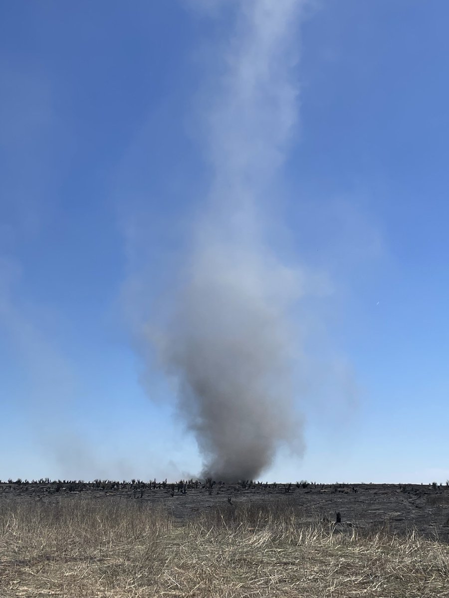 #CimarronRD update for Rolla SE RX. Crews have checked the control lines which remain secure. No smoke is showing however, some whirlwinds, filled with ash & dirt may be visible. On going patrolling will continue. #CimarronRX