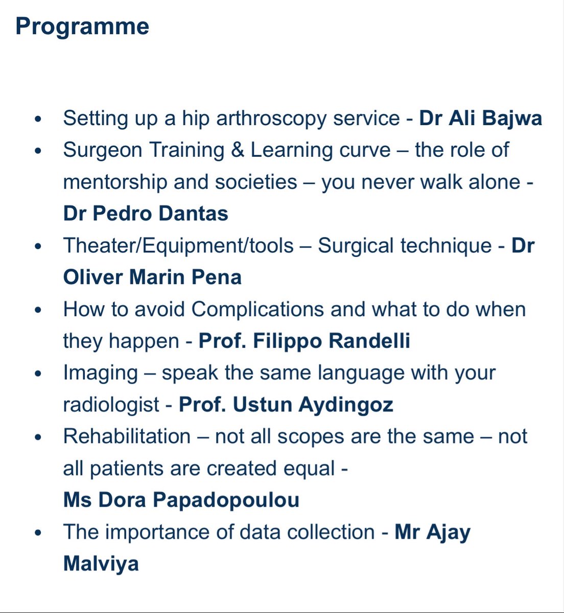 Come &amp; join us ! We will discuss all about hip arthroscopy tips &amp; tricks !

Honoured to be in the panel with the hip stars
<a href="/pedrodantas70/">Pedro Dantas</a> <a href="/olivermarinpena/">Oliver Marin</a> 
<a href="/CambridgeHipDoc/">Vikas Khanduja</a> 
<a href="/ajaymalviya/">Ajay Malviya</a> 
<a href="/Hip_and_Knee/">Villar Bajwa</a> 
Prof Ustun Aydingoz
Mr Thanos Papavasileiou 
🗓️ 27 March 2024 
🕕 CET
📌  💻