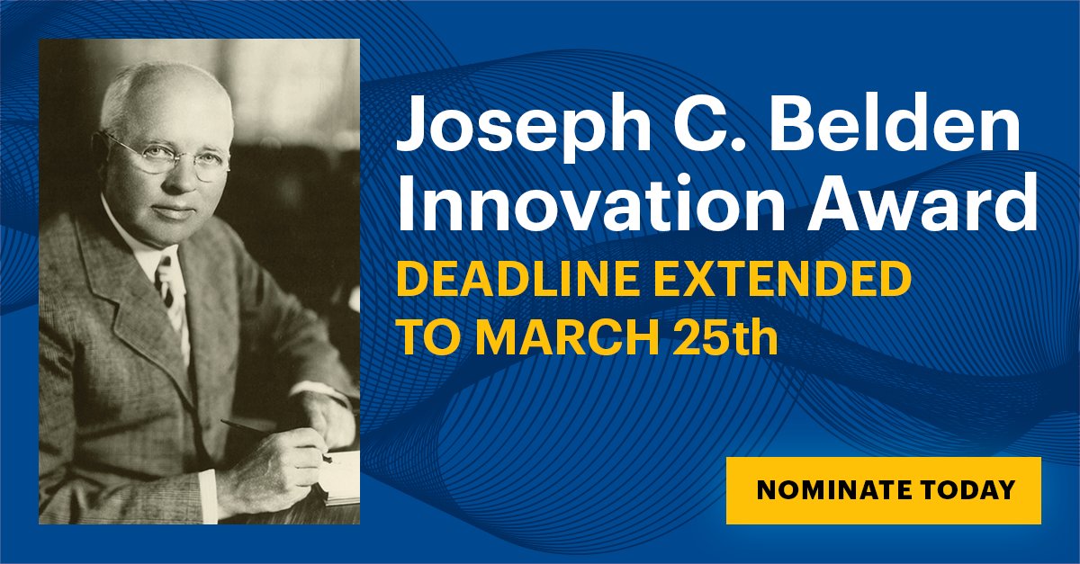 CIO Events (@cioevents) on Twitter photo We've heard your requests for more time to perfect your submission and extended the deadline to 3/25/24.
Don't miss out! Nominate: bit.ly/47uBDRO
#Innovation #BeldenAward <a href="/BeldenInc/">Belden Inc.</a> We've heard your requests for more time to perfect your submission and extended the deadline to 3/25/24.
Don't miss out! Nominate: bit.ly/47uBDRO
#Innovation #BeldenAward <a href="/BeldenInc/">Belden Inc.</a>
