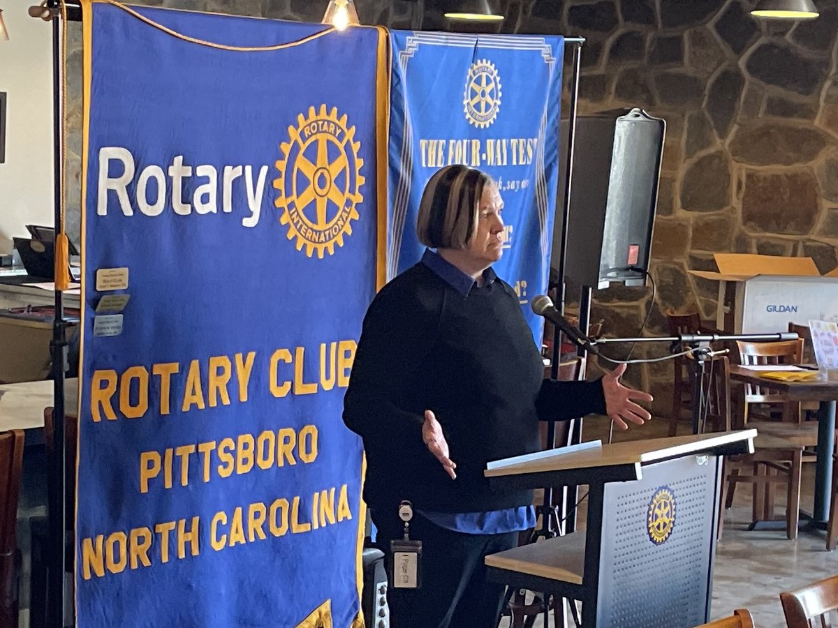 ChathamCoSch's tweet image. CCS Exec. Dir. of Student Services Ms. Tracy Fowler and @GMHMiddle counselor Ms. Stefanie Kincaid spoke to the @PittsboroRotary today in regards to our Hope Grant, the training we received, and how that training is being implemented across the district. #OneChatham #FourWayTest