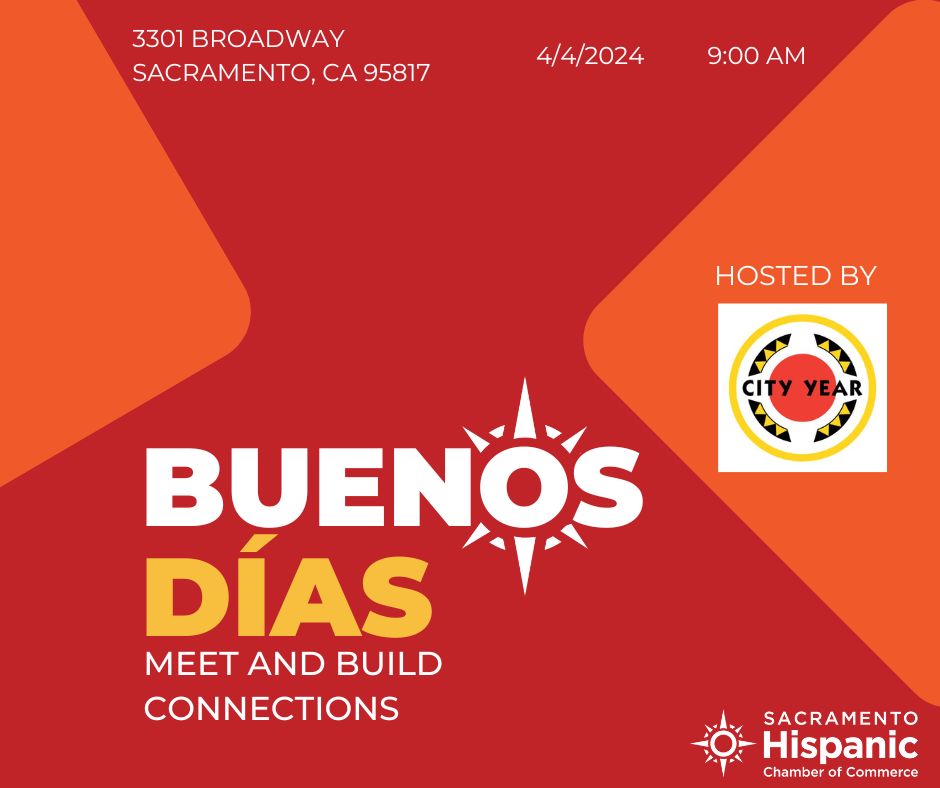 We are thrilled to host our first Buenos Dias meet-up next month and look forward to meeting other Sacramento Hispanic Chamber of Commerce members. If you are a <a href="/SacHispanics/">Sacramento Hispanic Chamber of Commerce</a> member, remember to register. We'll see you soon!

#CityYearSacramento #hispanicchamberofcommerce