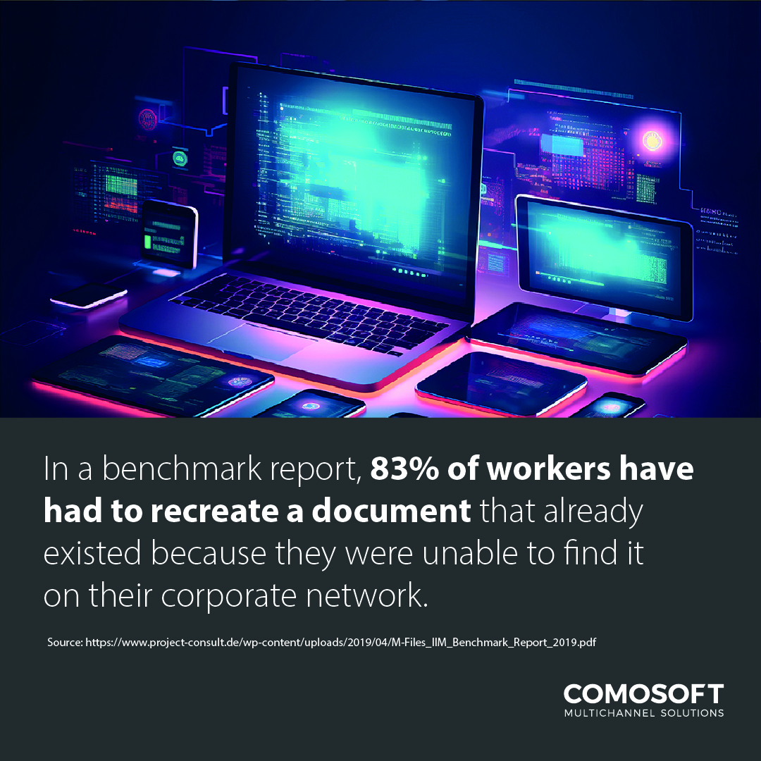 comosoft's tweet image. In a benchmark report, 83% of surveyed workers have had to recreate a document which already existed because they were unable to find it on their corporate network. #DAM #DAMsystem #multichannel #martech #LAGO