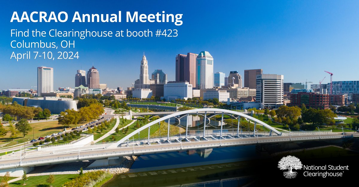 Are you attending #AACRAO2024? The @NSClearinghouse has a full line-up of sponsorships & sessions waiting for you! 💬 Join one of the sessions and stop by booth #423 so that we can chat about our latest solutions for you & your learners: studentclearinghouse.org/nscblog/join-t…