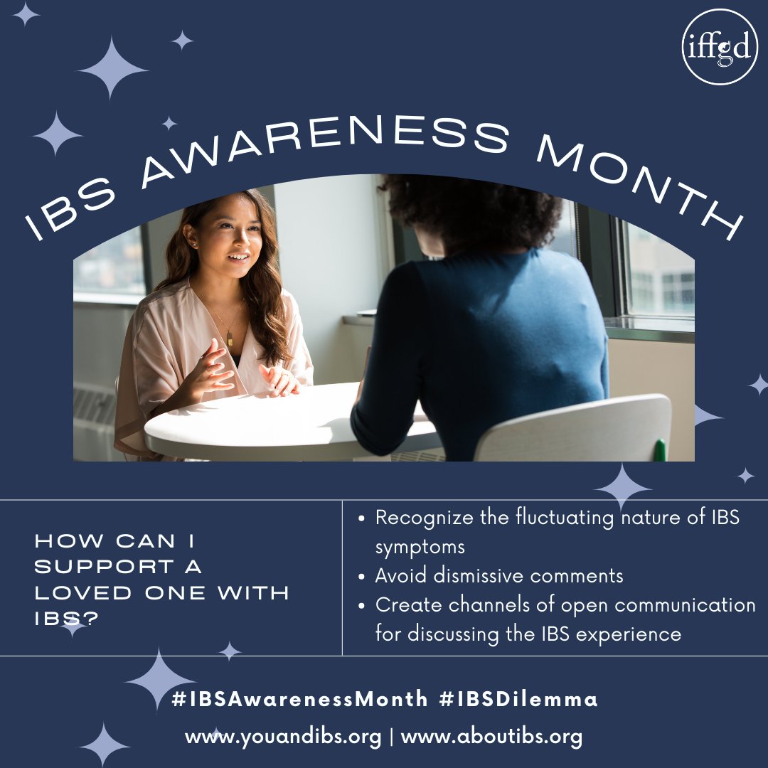 The chronic and unpredictable nature of #IBS can  disrupt daily routines, work, and social life. Many may be afraid to discuss their symptoms due to the private nature. If you have a loved one with IBS, here are some tips to remember #IBSAwarenessMonth #IBSDilemma