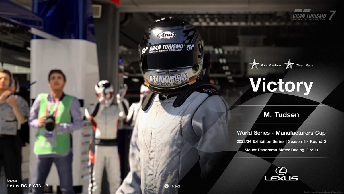 timekiller001's tweet photo. P1! Was a good race, although quite boring as I had pole and then could take it easy in the race most of the time. Still a good result and I believe my highest point score so far. On to the next one! #gt7 #gtws https://t.co/DdNqGhuJ4b