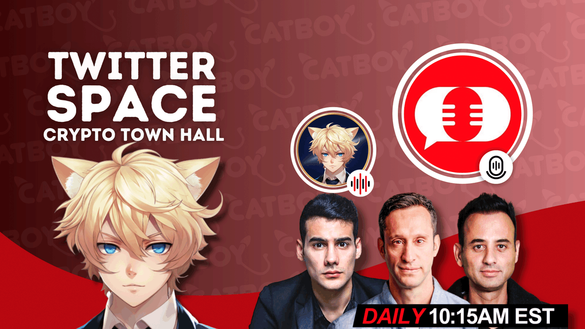 Catboy (@catboy_io) on Twitter photo UPCOMING TWITTER SPACE
We're thrilled to announce that #Catboy will be joining the <a href="/Crypto_TownHall/">Crypto Town Hall</a> on Thursday at 2:15pm UTC on Twitter Spaces!
In the Crypto Town Hall feature the biggest guests, breaking news, and in-depth discussions in the world of crypto. Hosted by UPCOMING TWITTER SPACE
We're thrilled to announce that #Catboy will be joining the <a href="/Crypto_TownHall/">Crypto Town Hall</a> on Thursday at 2:15pm UTC on Twitter Spaces!
In the Crypto Town Hall feature the biggest guests, breaking news, and in-depth discussions in the world of crypto. Hosted by