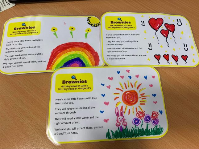 St Luke’s &amp; St Margaret’s Brownies crafted these gifts for the <a href="/macmillancancer/">Macmillan Cancer Support</a> Health and Wellbeing event. Colourful cards, poems, and seeds 🌸. Kindness plants hope! #CommunityLove #SeedsofHope <a href="/girlguiding/">Girlguiding</a> <a href="/Girlguiding_NWE/">Girlguiding North West England</a> <a href="/Girlguiding_LSE/">Girlguiding Lancs South East</a>
