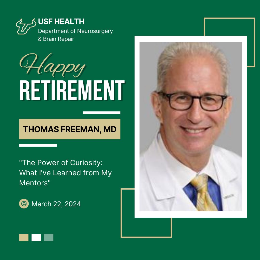 After more than 35 years of dedicated service, Dr. Thomas Freeman will be retiring from USF at the end of April. While this is bittersweet for the Dept, we wish him and his family the absolute best in this new chapter - and we look forward to Dr. Freeman’s presentation on Friday!