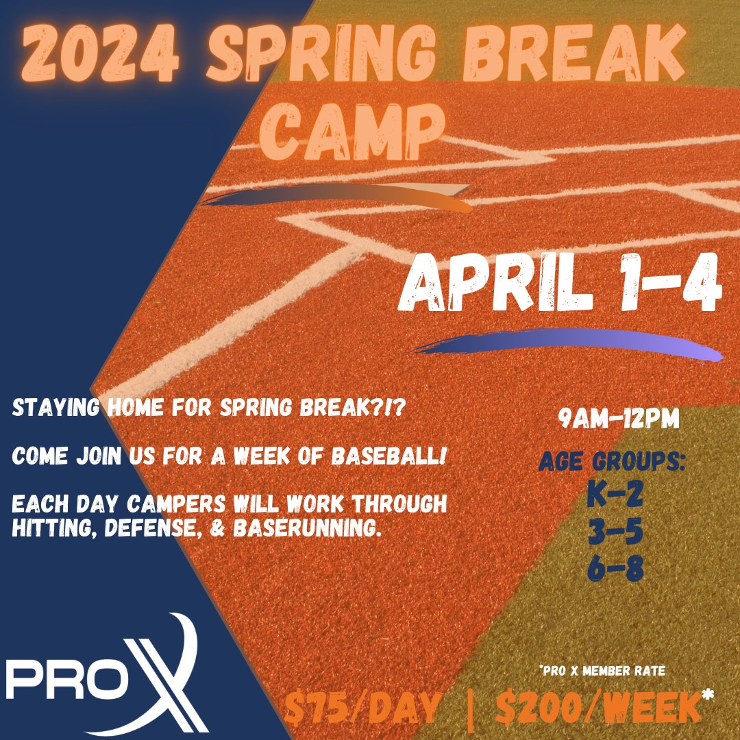 We are excited to announce the open registration for our 2024 SPRING BREAK BASEBALL/SOFTBALL CAMP! Click the link below to SIGN UP TODAY #ProX #AthleteDevelopment #Baseball #Softball #YouthCamp app.upperhand.io/customers/1170…