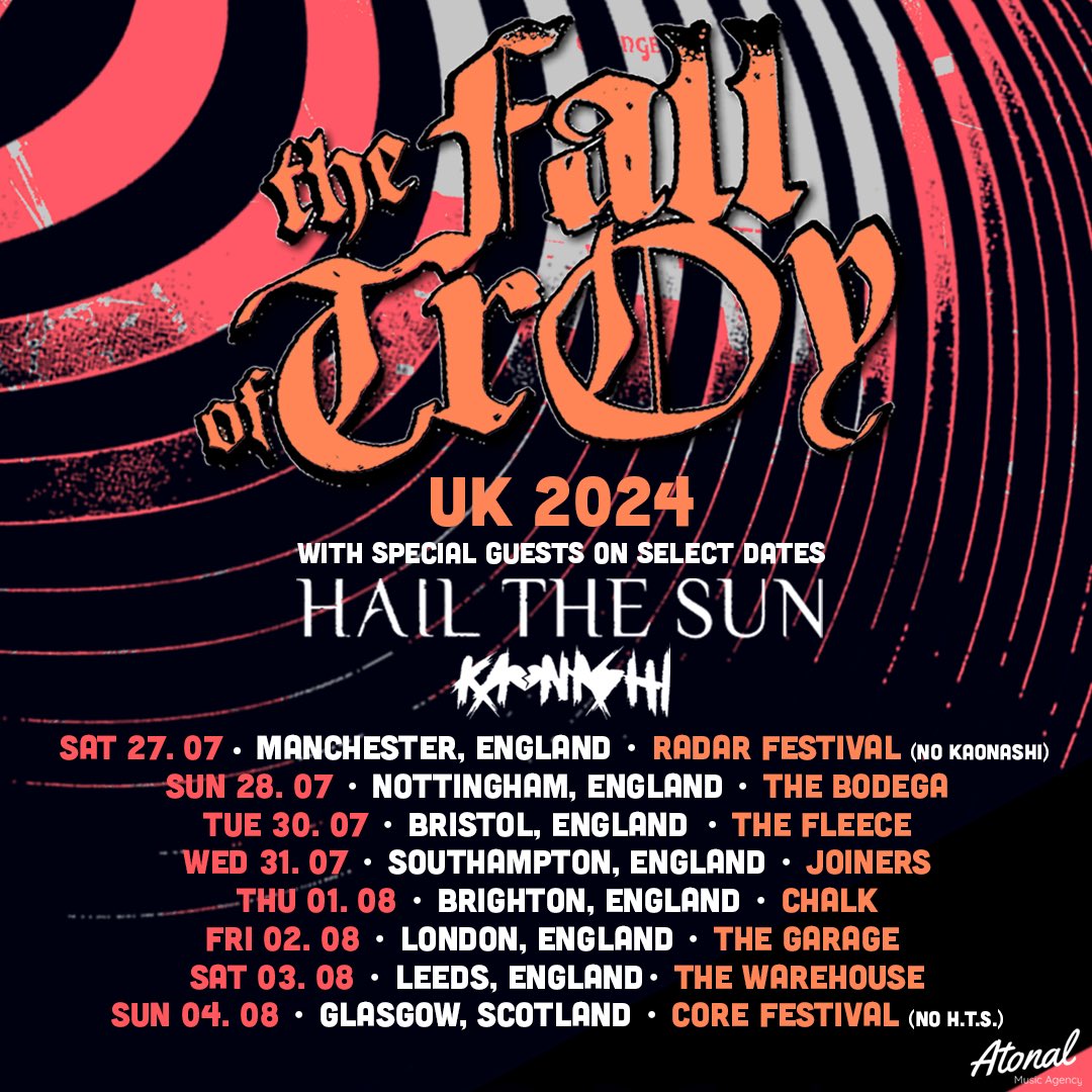 Heading back across the pond this summer with the almighty The Fall of Troy and @Kaonashipa . Looking forward to seeing all our UK faithful after nearly 7 years away. Tickets available this Friday the 22nd 🇬🇧