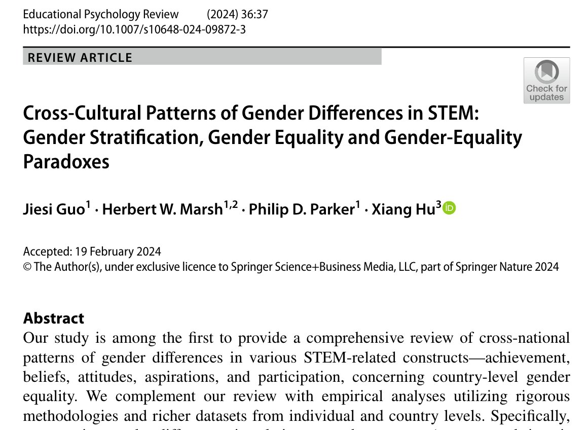 Six years later, our paper on Gender Equality in STEM is out! Faced bunch rejections, almost tossed it, but stuck with it, redoing most. Give it a read if you're into gender equality in STEM! <a href="/OECDEduSkills/">OECD Education</a> <a href="/AERA_MotSIG/">AERA Motivation SIG</a> bit.ly/GenderEquality…