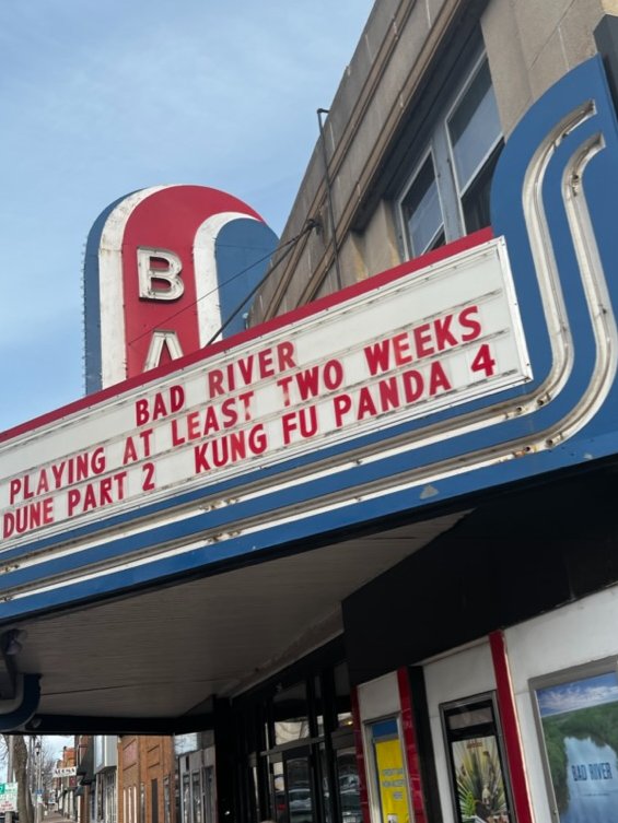 See it. See it again. Tell your friends to see it! BAD RIVER has been extended until March 28th and 6 new cities will be added on March 22, thanks to all of you! 🙏 🎉👏 Visit BadRiverFilm.com for tickets and details. The Ashland Bay Cinema in Wisconsin told us they