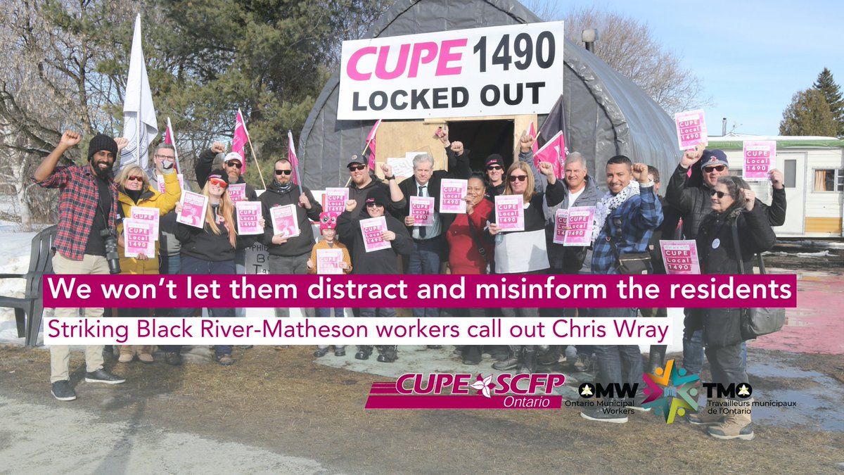 'This is all just a desperate attempt to attack our characters – but it won’t work.'

Striking CUPE Local 1490 members won't let anyone distract and misinform residents about who they are and what they're standing for!

cupe.on.ca/we-wont-let-th…

#onpoli #onlab #canlab
