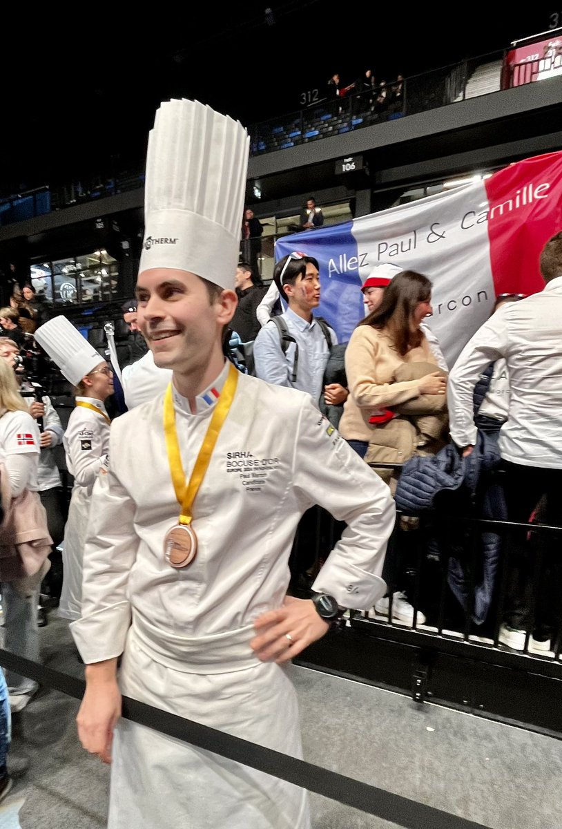 Félicitations à l’équipe de France présente à @Bocusedor Europe 2024, Paul Marcon et Camille Pigot, classée 5e, et qui se qualifie pour la grande finale 2025 à Lyon!! Et merci à tous les supporters 🇫🇷🤩👏