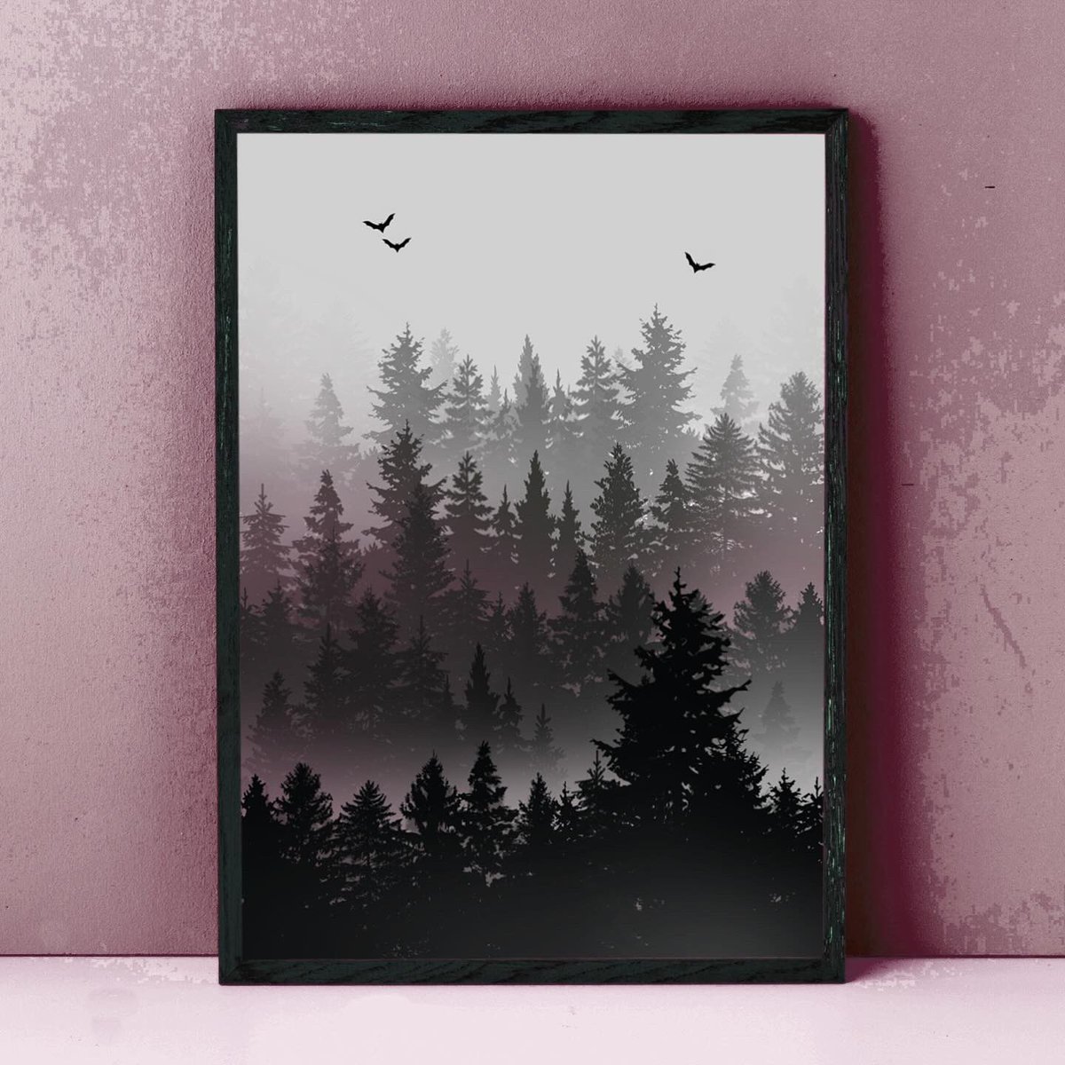 Spooky Forest Bat Print 🩶🦇🩷#womaninbizhour #handmadehour #halloween #hauntedforest #spooky #etsyuk #etsyshop #giftideas #shopsmalluk #shopindie heatherwdesigns.etsy.com/listing/168269…