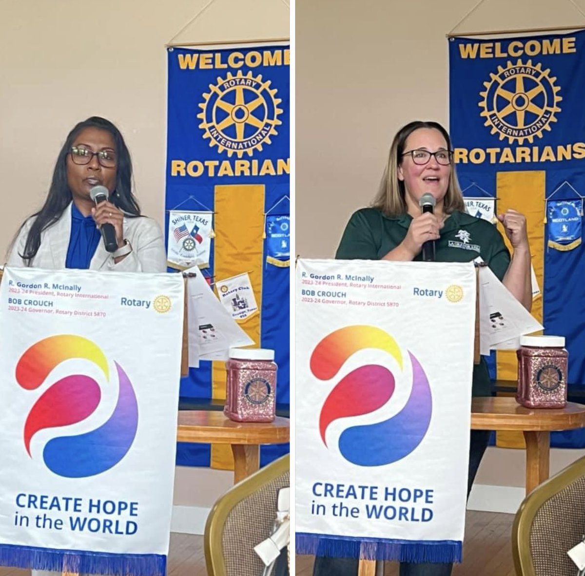 LaGrangeChamber's tweet photo. Our Chamber Chair @Devi_tt - @algeternal and Board Director Misty Dawn Rox - La Grange Optimist Club was delighted to speak about our Chamber to Rotary Club of La Grange TX today. https://t.co/kgOcGxihd8