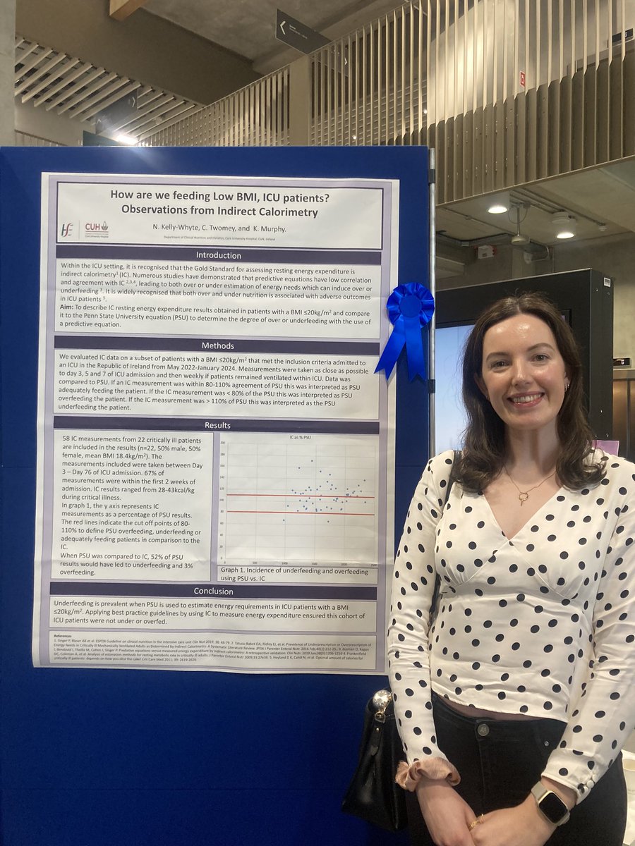 Congratulations to <a href="/CUH_Cork/">Cork University Hospitals</a> ICU dietitian Niamh Kelly-Whyte on her “highly commended” poster at the #INDIResearch24 conference in Dublin!
Supported by her colleagues Clare and Kate <a href="/trust_indi/">INDI</a> #WhatDietitiansDo