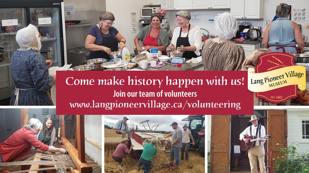 Come make history happen with us! We could not bring the village to life without our volunteers. 

For more information on volunteering at Lang Pioneer Village Museum, please visit our website at langpioneervillage.ca/about/voluntee… or contact us at 705-295-6694.