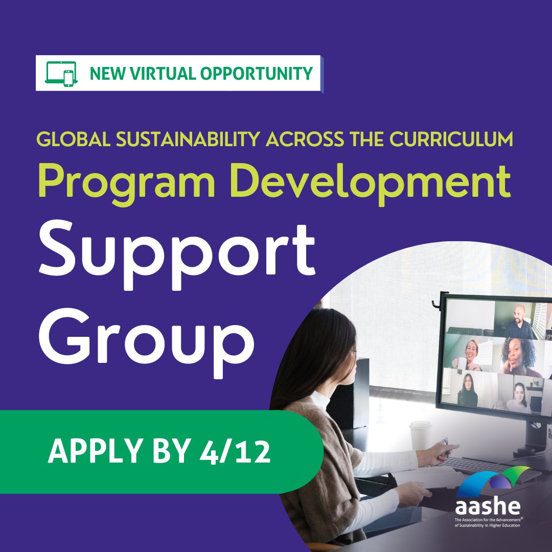 📢 Reminder! Apply to the Global Sustainability Across the Curriculum Faculty Support Group! Don't let this FREE opportunity slip away. Applications are closing on 4/12. aashe.org/calendar/suppo… #AASHE #Sustainability #SustainableEducation #CurriculumDevelopment #HigherEd