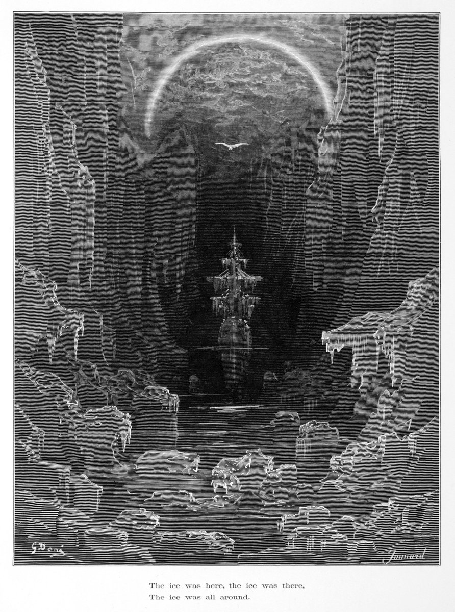 As for the adventure of seafaring and the idea of exploration, it is again Gustave Doré with his illustrations for The Rime of the Ancient Mariner who crafts a perfect sense of mystery, intrigue, danger, and awe.

Sailing into the unknown...