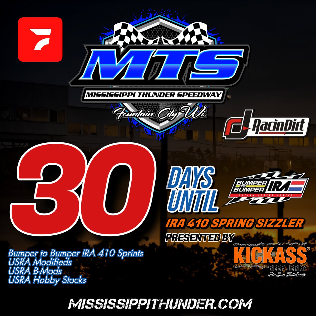 30 days until the 2024 season begins with the @IRA_sprints 410 Spring Sizzler presented by @KICKASSBEEFJERK!
