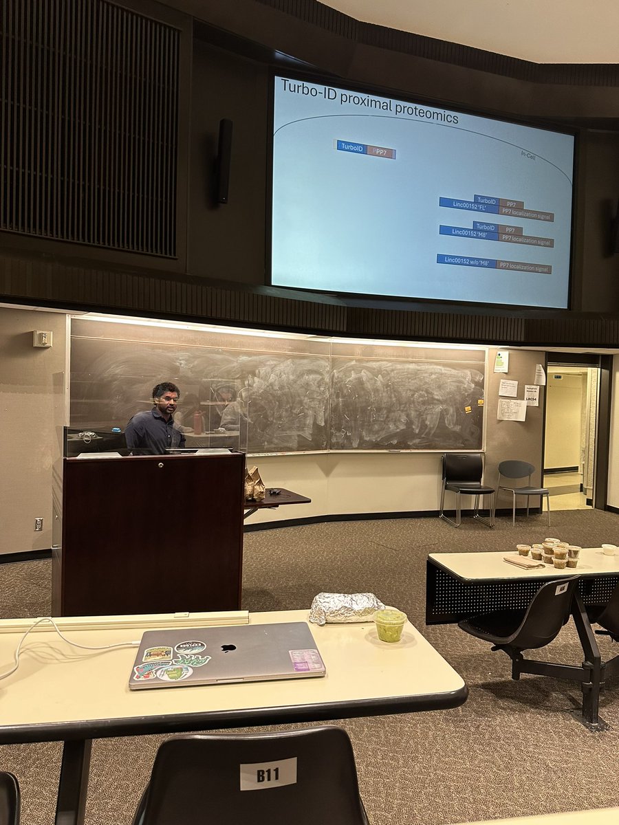 RishiDevulapal1's tweet image. Pleasure to speak at the #APSA 2024 Spring Research Seminar on our lab’s project on linc00152 #longnoncodingRNA in glioblastoma and share some insight into the #TURBOID proximal proteomics approach we’re utilizing to find RNA-protein interactions @A_P_S_A @UABSOM_APSA