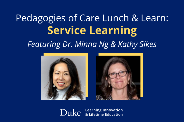 Join us next Monday (3/25) at noon to learn how you might incorporate ethical partnership into your classes through service learning: duke.libcal.com/event/12094543