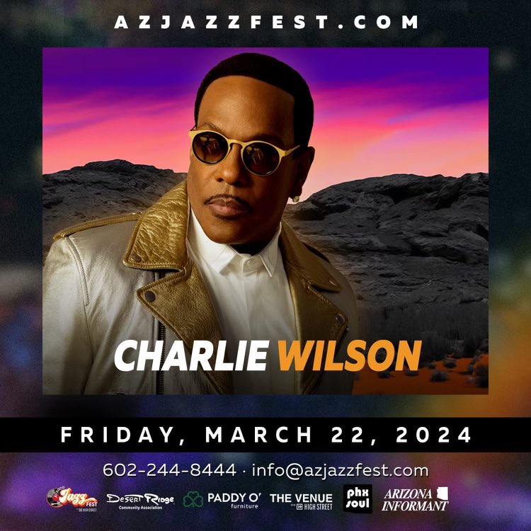 Phoenix! 🎤 I can’t wait to hit the stage this Friday, 3/22 at the Arizona Jazz Festival! 🎶 See y’all there!🕺🏾@pmusicgroup lnk.to/CharlieWilson