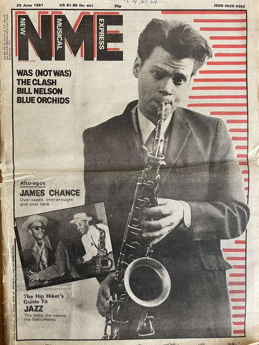 James Chance makes the front page. Pic by Joe Stevens. New Musical Express, 20 June 1981.