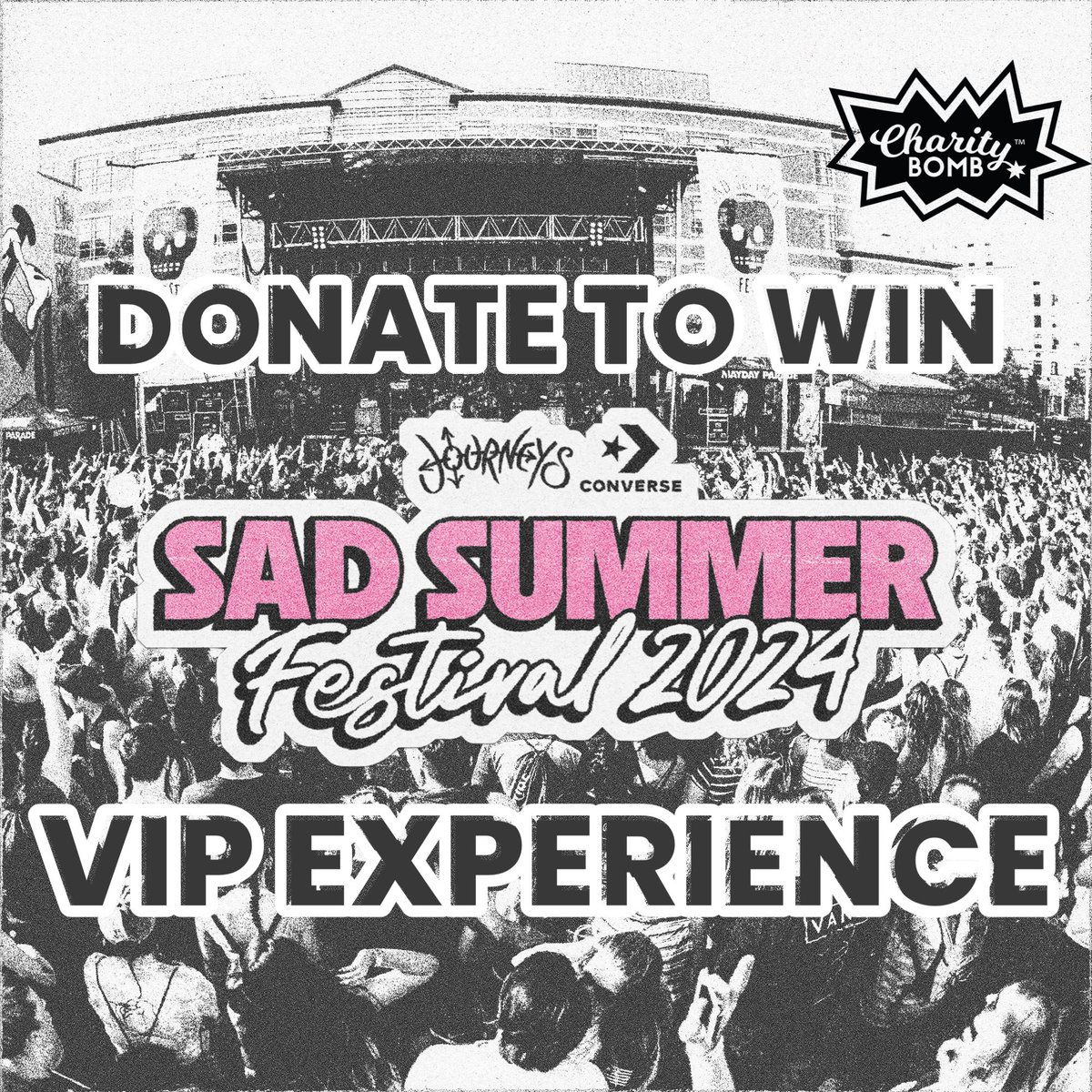 Here's to 5 years of @SadSummerFest presented by @journeys and @Converse ! 🖤☀️  🖤 Donate $10 to help #raisestrongchildren and be entered to win 2 VIP Tix!! Learn more + ENTER HERE: bit.ly/SadSummerVIP