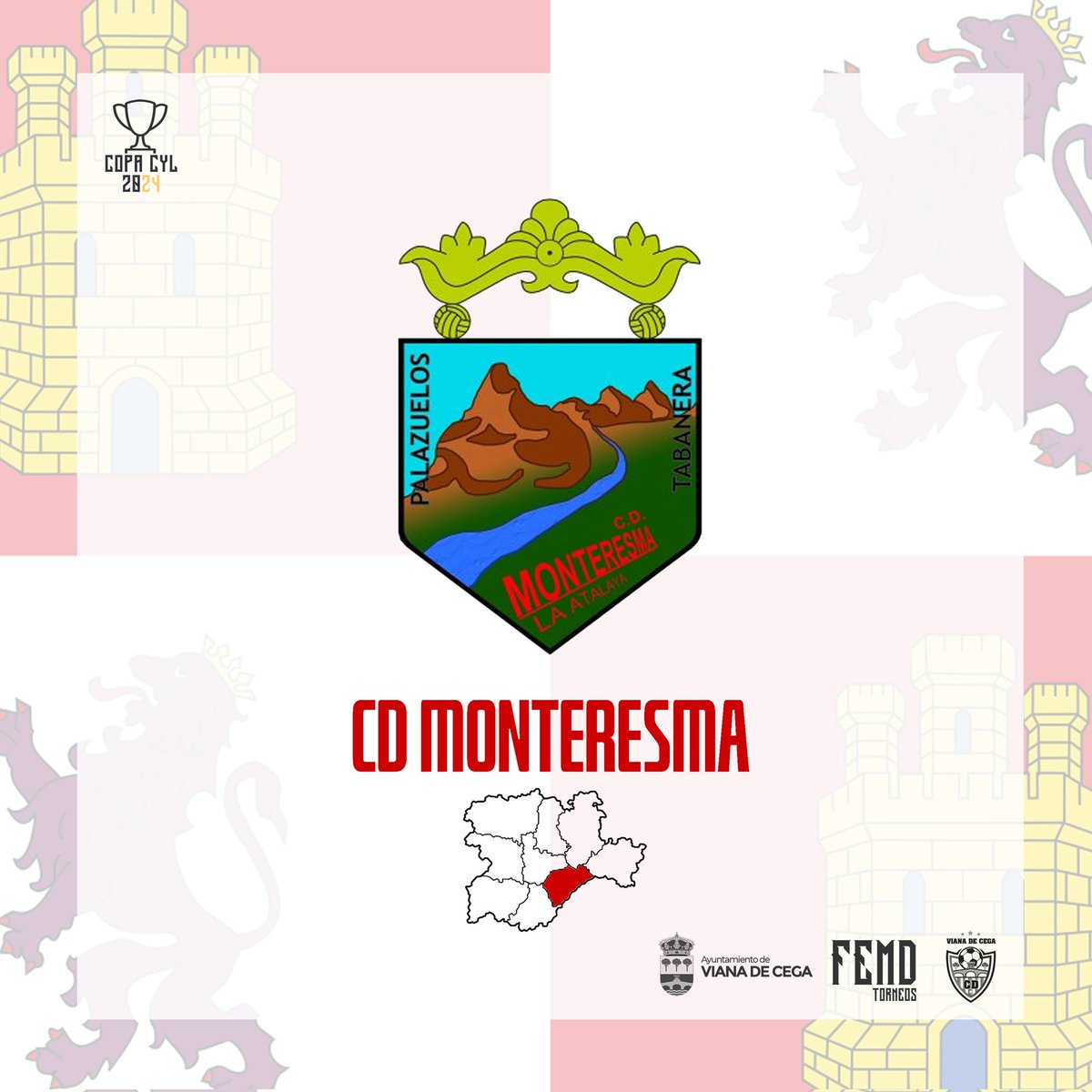 🏆🔴⚪️ ¡El <a href="/CDMonteresma/">C.D. Monteresma</a> estará en la Copa CyL 2024 de Viana de Cega!

#Segovia aún no tenía representante y el primero será uno de los clubes más punteros de la provincia.

¡Nos vemos el 18 y 19 de mayo!

#VuelveLaCopa #CopaCyL #CDMonteresma