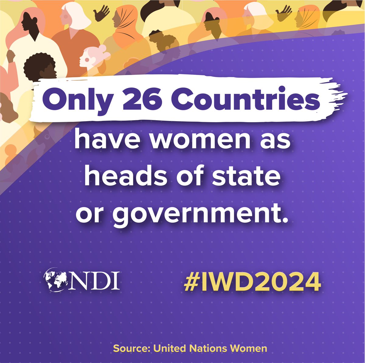 Only 1⃣6⃣ countries have a woman as the head of government. 📊: @UN 

#IWD2024 #ChangingTheFaceOfPolitics