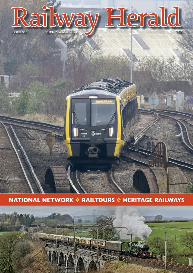 Issue 855: Bucks Railway Centre achieves ambition of using Quainton Road platforms, WCR suspends Jacobite service, We talk 'tech' with the Technical Development Manager for the GWR Fast Charge Battery Train project. PLUS! Coventry VLR project moves forward railwayherald.com/magazine/previ…