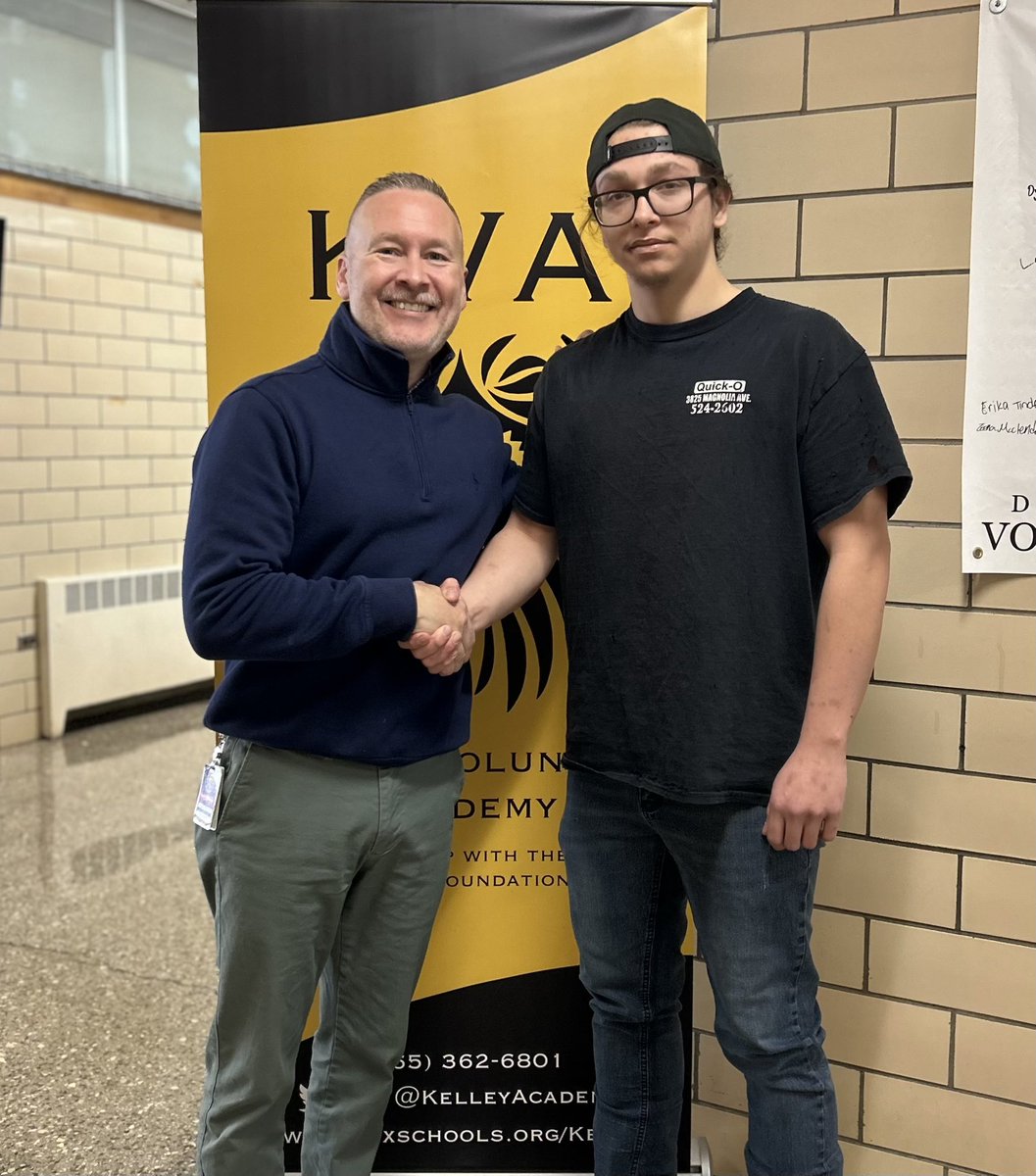 Michael Munera rang out today!!! Michael has plans to attend TCAT for the Diesel Mech Program. He disclosed that he never thought graduating from high school and attending college was possible for him, and he was thankful for the time he had here at KVA. 💛🎓🖤 @JeffBrowningCHS