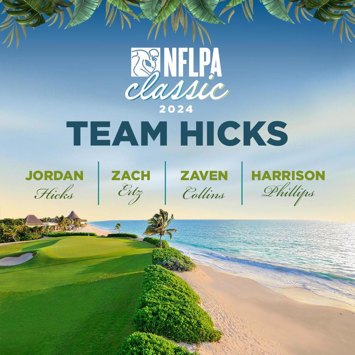 Who’s ready to see what team Hicks can do on the fairway? 🙋 #NFLPAClassic TEAM HICKS 🏌️ @JordanHicks 🏌️ @ZERTZ_86 🏌️ @ZavenCollins 🏌️ @horribleharry99