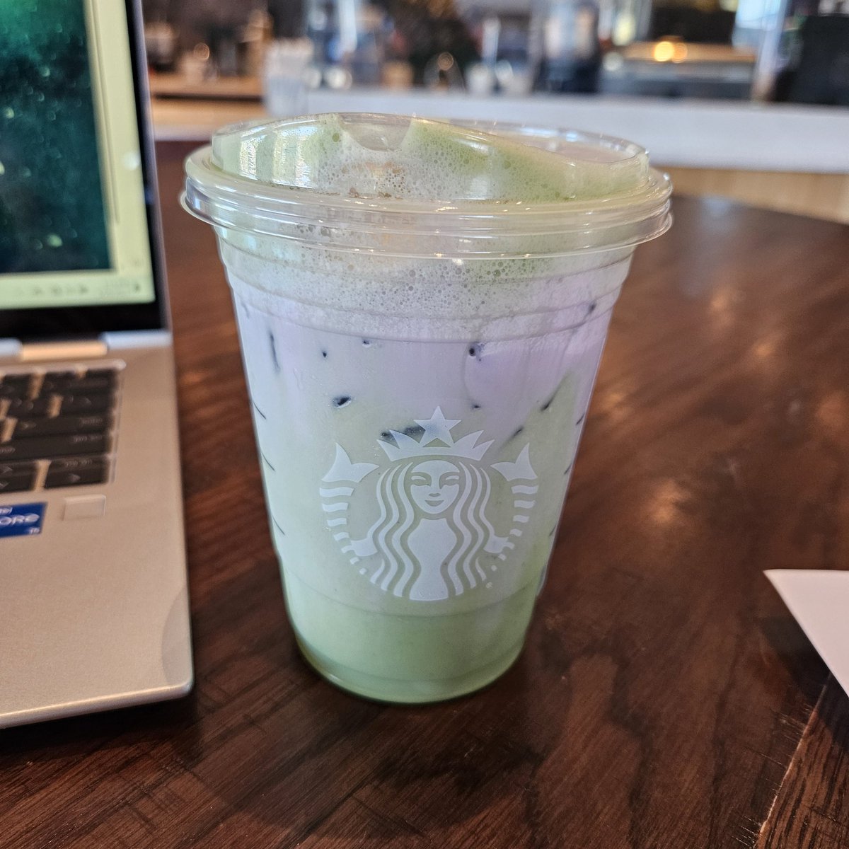 Grading at #Starbucks and am loving this lavender cream oatmilk matcha drink! It is fragrant! #MidweekMotivation #Treat2Self