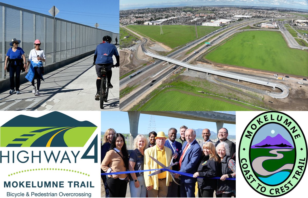 Opening of Mokelumne Trail Bicycle and Pedestrian Overcrossing in Brentwood celebrated Transportation, city officials joined by cyclists, pedestrians to cut the ribbon, make the inaugural walk over new $13 million bridge contracostaherald.com/opening-of-mok… @CCTA @CA_Brentwood @MTCBATA