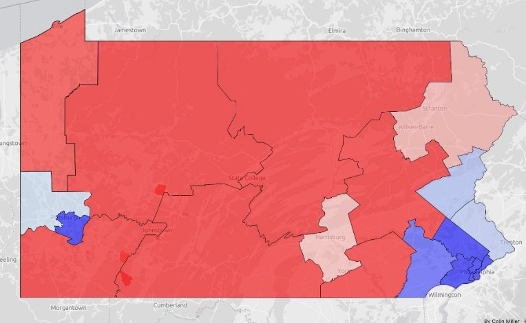 Fair 2010s Pennsylvania map (2012,2016,2020)