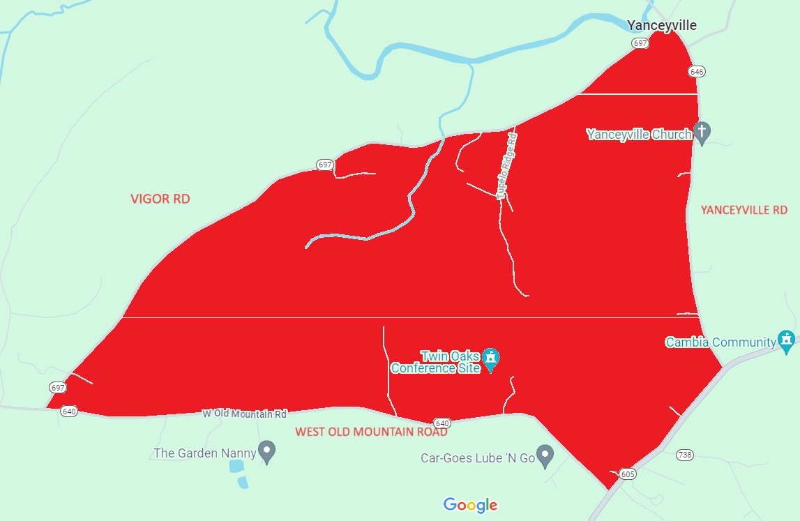 See the evacuation map below. We have established an emergency shelter in the metal gym behind the Louisa County Middle School for those displaced. Pets are welcome at the shelter. Residents may call the EOC at 540-967-1234 with questions or follow louisacounty.gov/eoc.