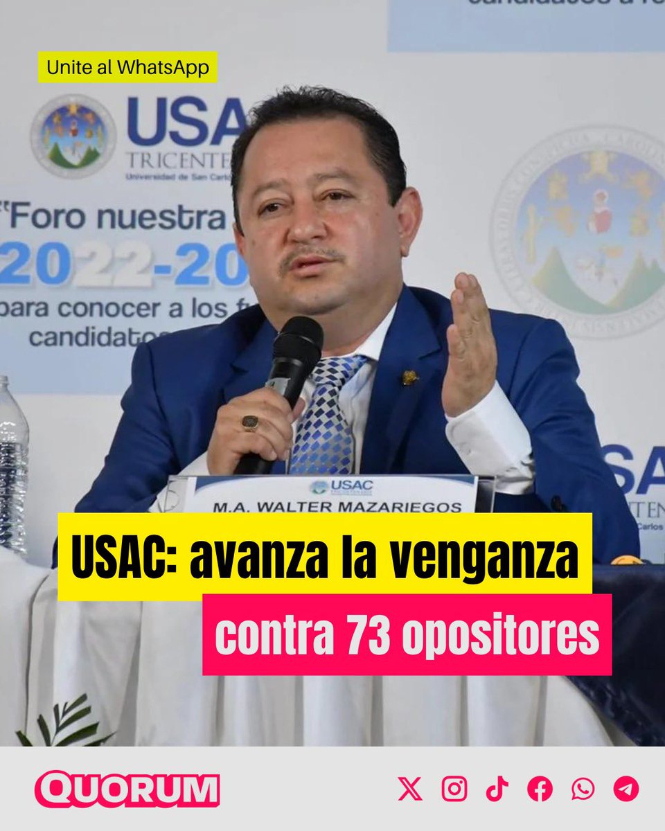 🚨La alianza de Walter Mazariegos en la USAC está cada vez más cerca de sancionar a 73 personas que se han opuesto a su elección fraudulenta como rector. 🚨 Aquí te contamos cómo está la cosa. 🧵 ✍🏻 @jeanellydvg