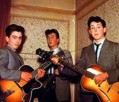 John Lennon, Paul McCartney and George Harrison appeared as The Quarrymen at the wedding reception of George's older brother, Harry., December 20, 1958.