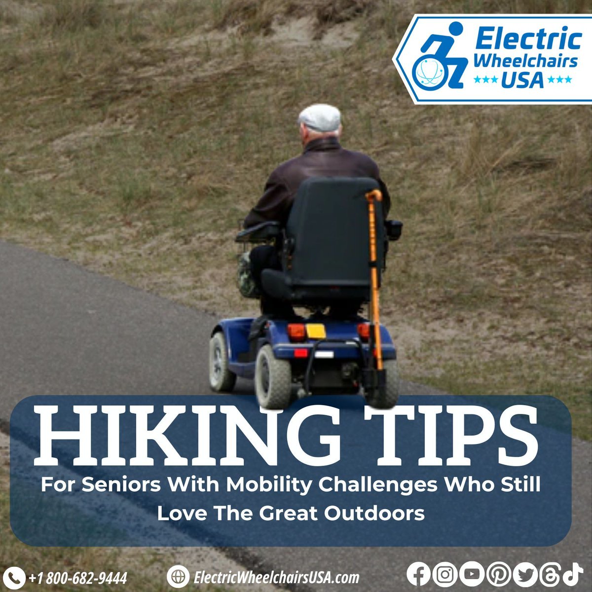 Age shouldn't limit outdoor enjoyment! Even seniors with mobility challenges can hike, though aging may bring mobility issues.

Click the link below to learn more👇
electricwheelchairsusa.com/blogs/news/hik…

#ElectricWheelchairsUSA #ActiveSeniors #NatureHiking #MobilityFriendly #AgeNoBarrier