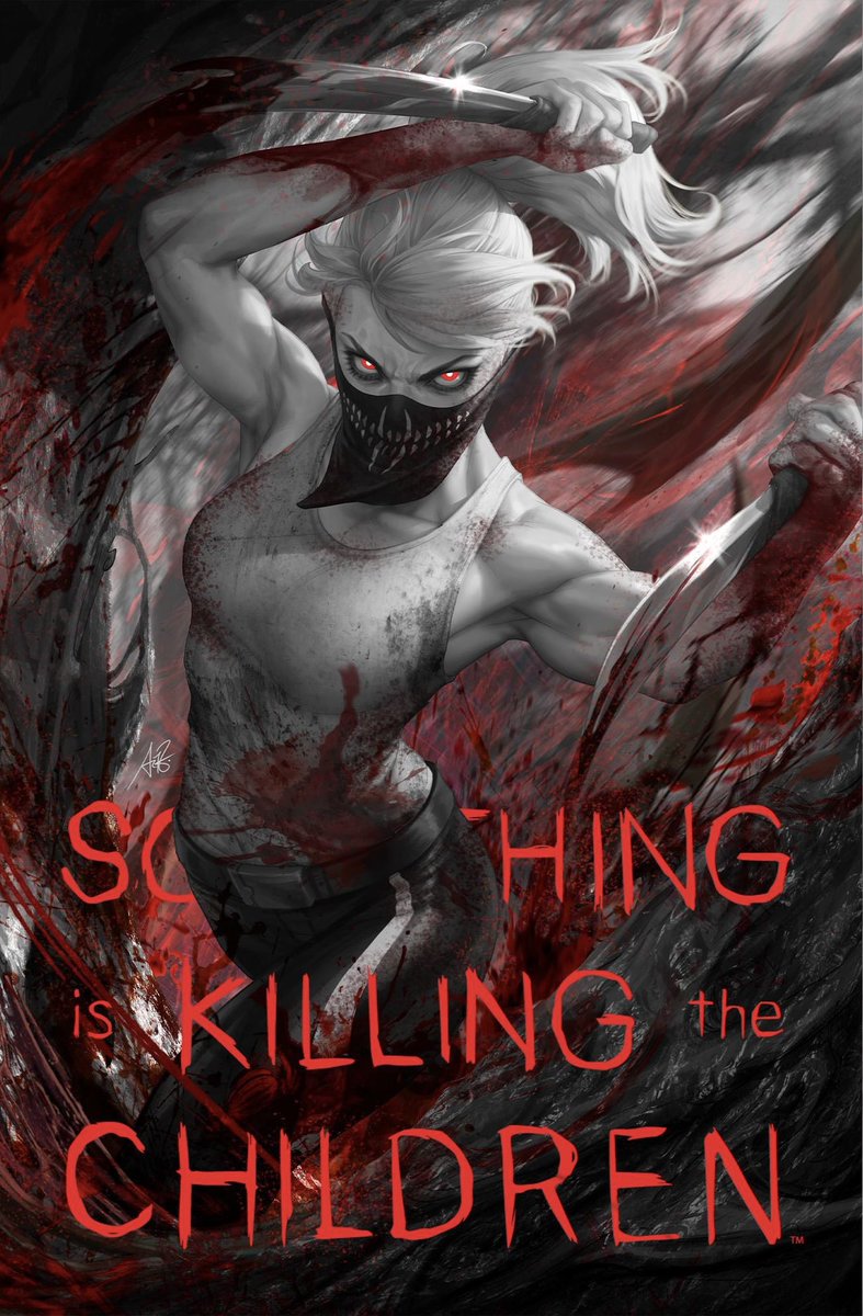 Announcing my new official variant cover for Something is Killing the Children #36, that is available at your LCS. And an exclusive Spot Foil version for @ArtgermXclusive. It’s bloody! #siktc #ericaslaughter