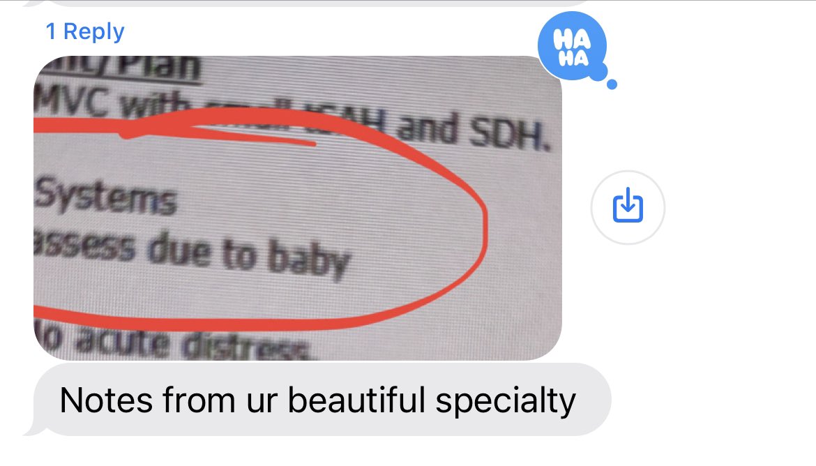 wifey keeping it real 🤣 

“unable to assess due to baby” #nsgy