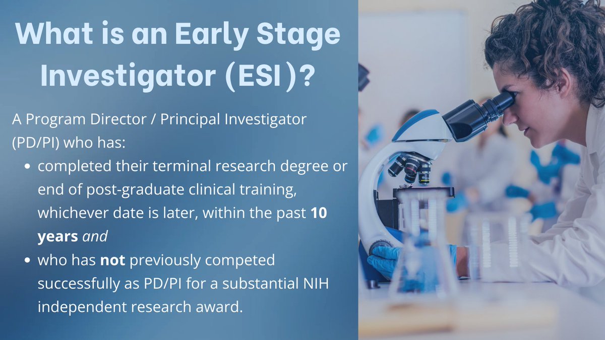 Are you an Early Stage Investigator (ESI)? Learn more about the policy, how to determine your ESI status, submit extension requests and more: grants.nih.gov/policy/early-s…