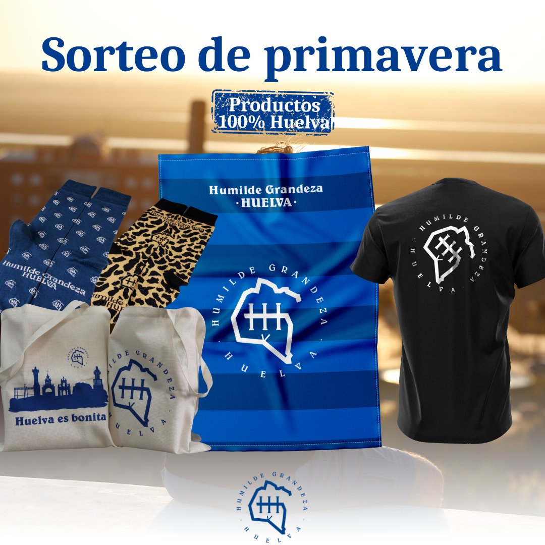 📣 ¡Sorteo de primavera! 💙

🎁 Queremos celebrar la llegada de la nueva estación regalando un pack de algunos de nuestros productos 100% Huelva:

▶️ Toalla Huelva Atlántica.
▶️ Camiseta Pata Negra.
▶️ Bolso Salitre.
▶️ Calcetines Huelvanía y Animal Lynx.

¿Quieres participar? 👇