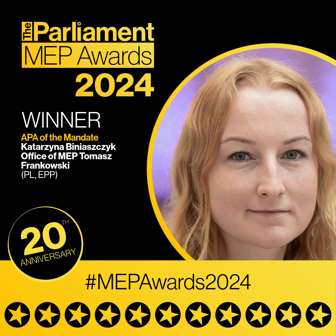 APA of the Mandate is awarded to @Kasiabinia from the office of @TFrankowski21 @Platforma_org @EPPGroup 🏆 @Parlimag #MEPAwards2024